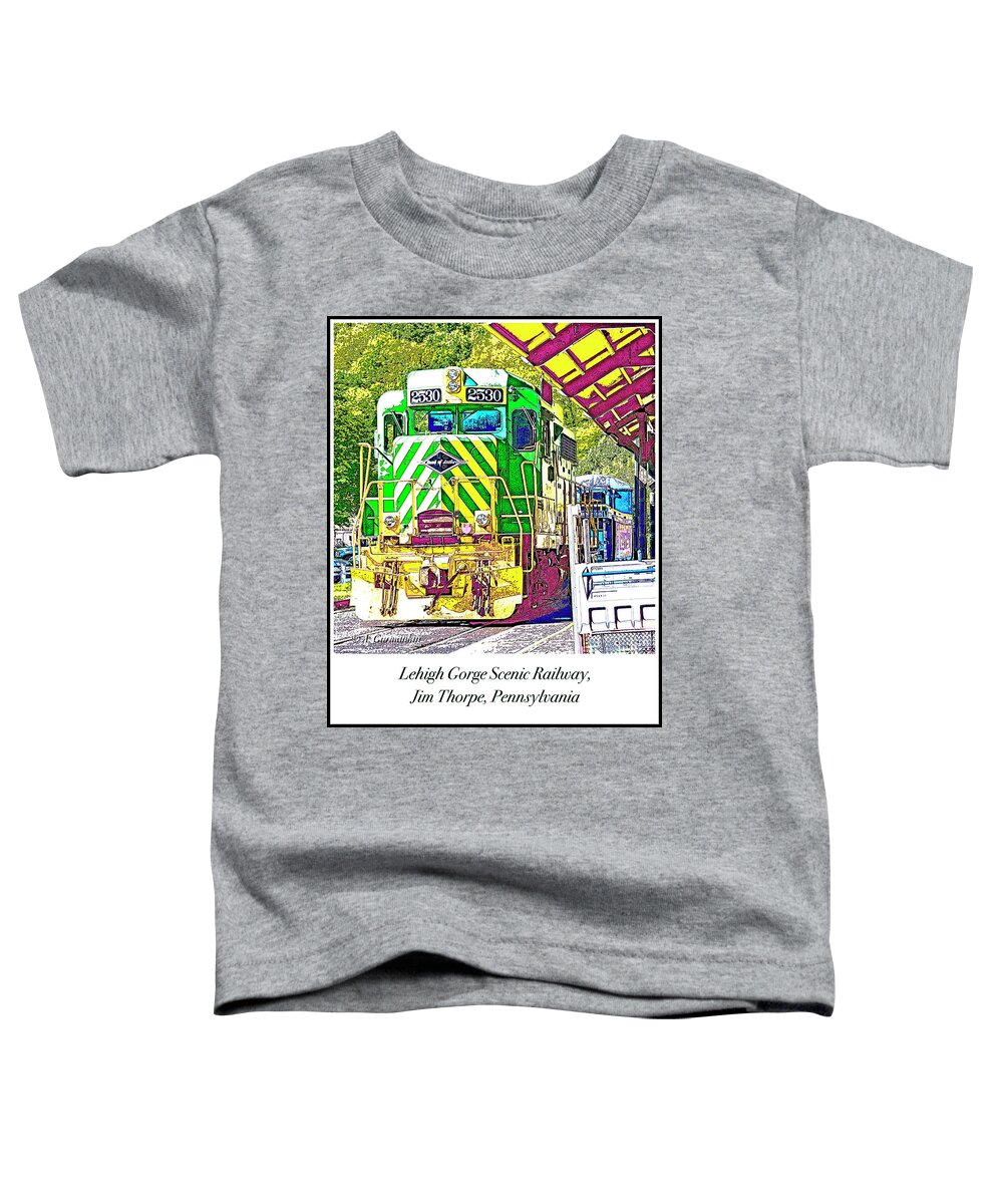 Locomotive Toddler T-Shirt featuring the digital art Locomotive, Lehigh Gorge Scenic Railway, Jim Thorpe, Pennsylvani by A Macarthur Gurmankin