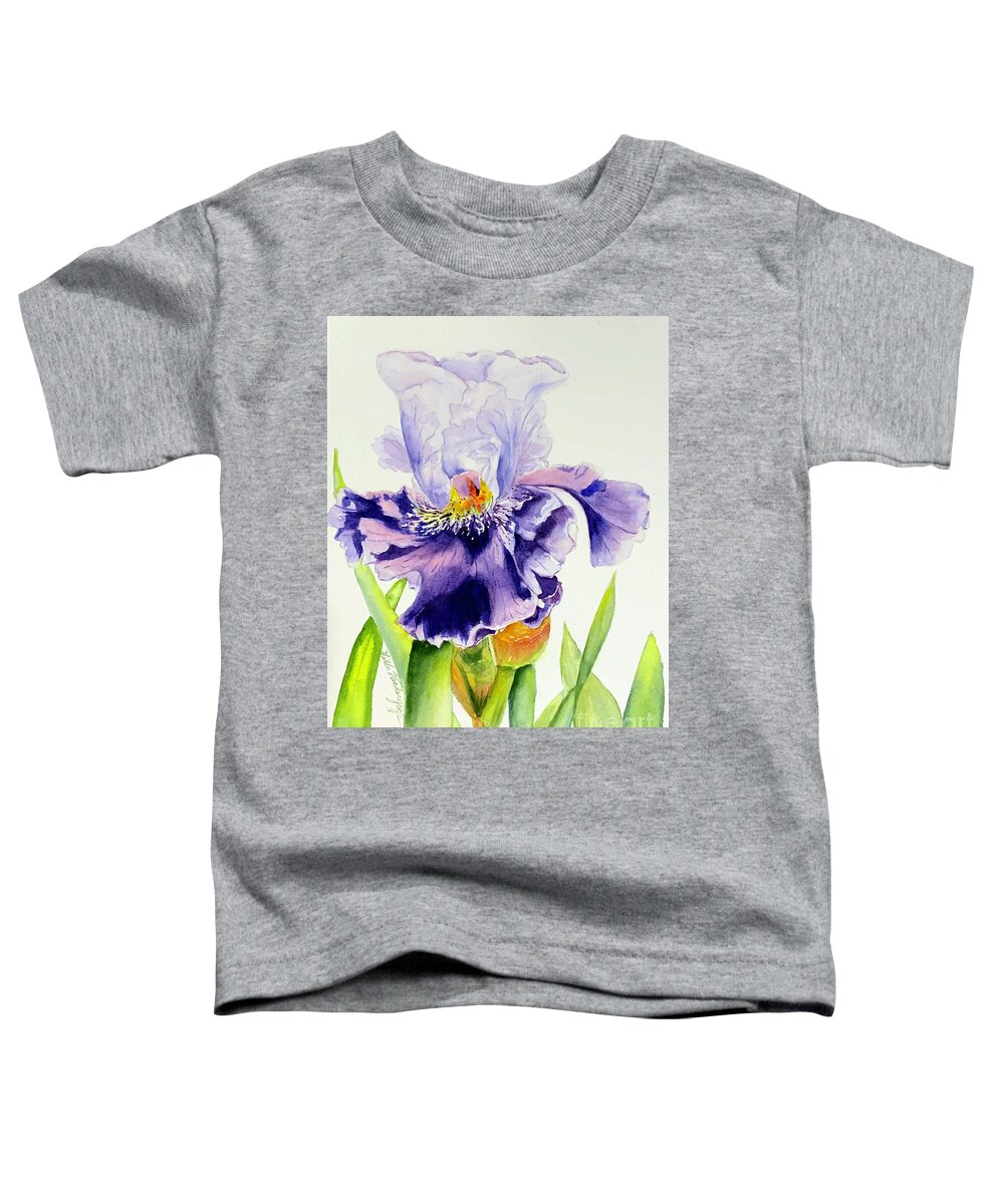 Purple Iris Toddler T-Shirt featuring the painting Lovely Iris by Hilda Vandergriff