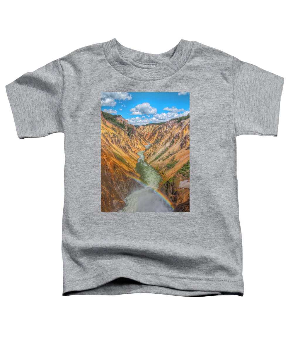 Lower Falls Toddler T-Shirt featuring the photograph Lower Falls Rainbow 2011-06 02 by Jim Dollar