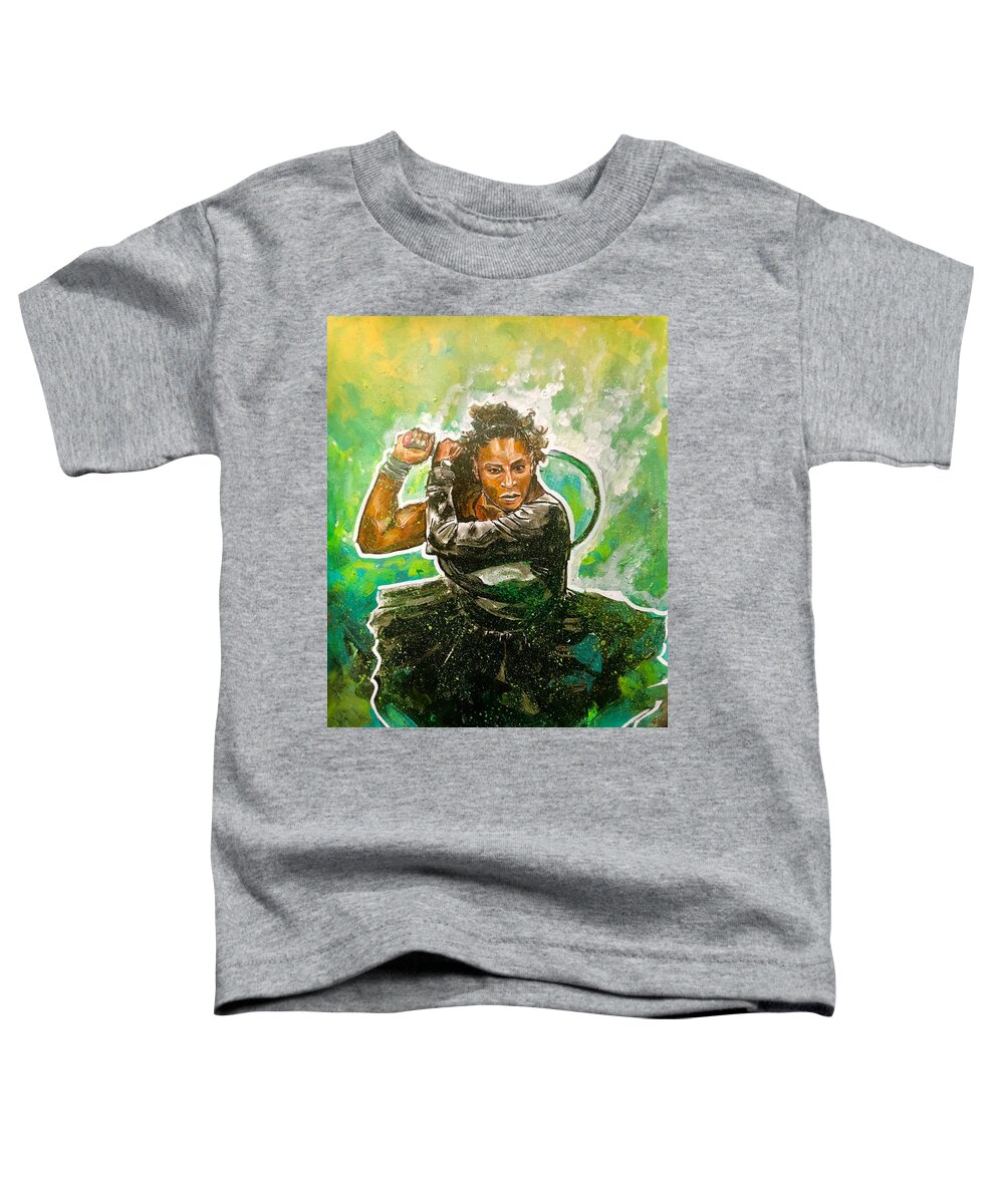 Serena Williams Toddler T-Shirt featuring the painting Mama Said Knock You Out by Joel Tesch