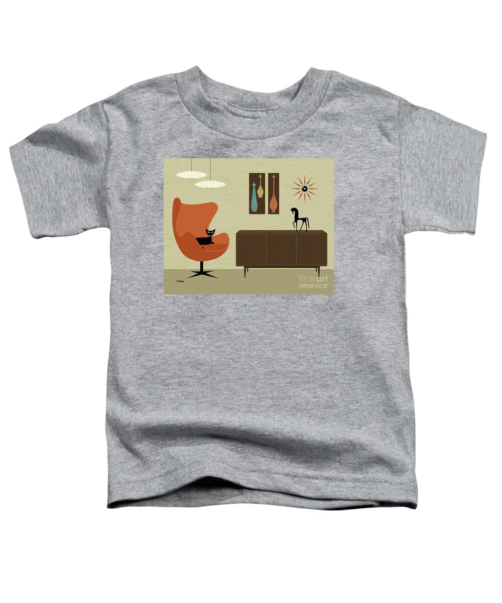 Mid Century Modern Toddler T-Shirt featuring the digital art Mini Mosaics with Egg Chair by Donna Mibus