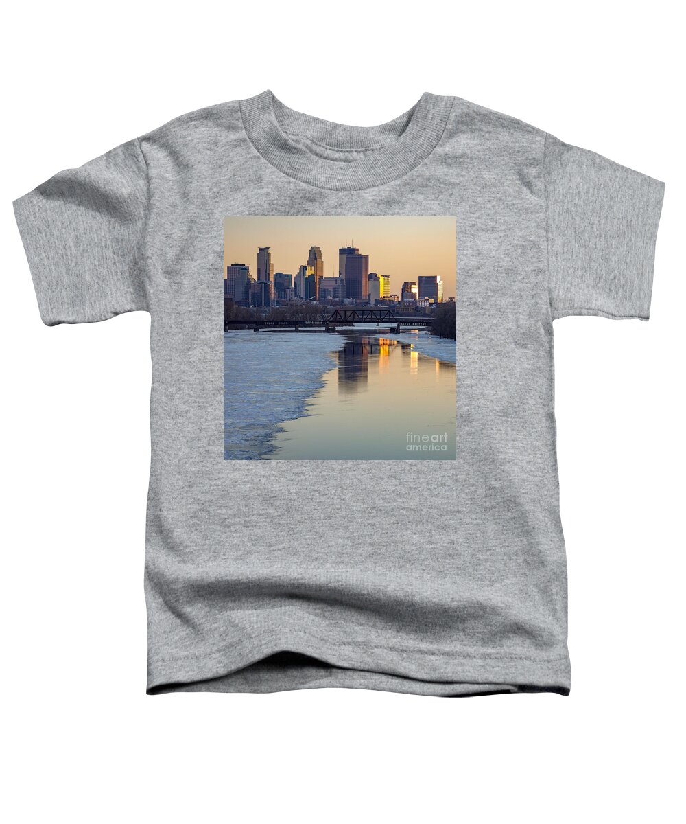 Minneapolis Toddler T-Shirt featuring the photograph Minneapolis Skyline At Sunset 2 by Susan Rydberg