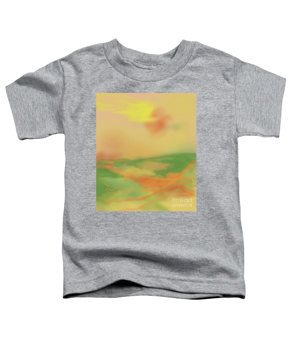 Misty Morning Sunrise Toddler T-Shirt featuring the digital art Misty Morning Sunrise by Annette M Stevenson