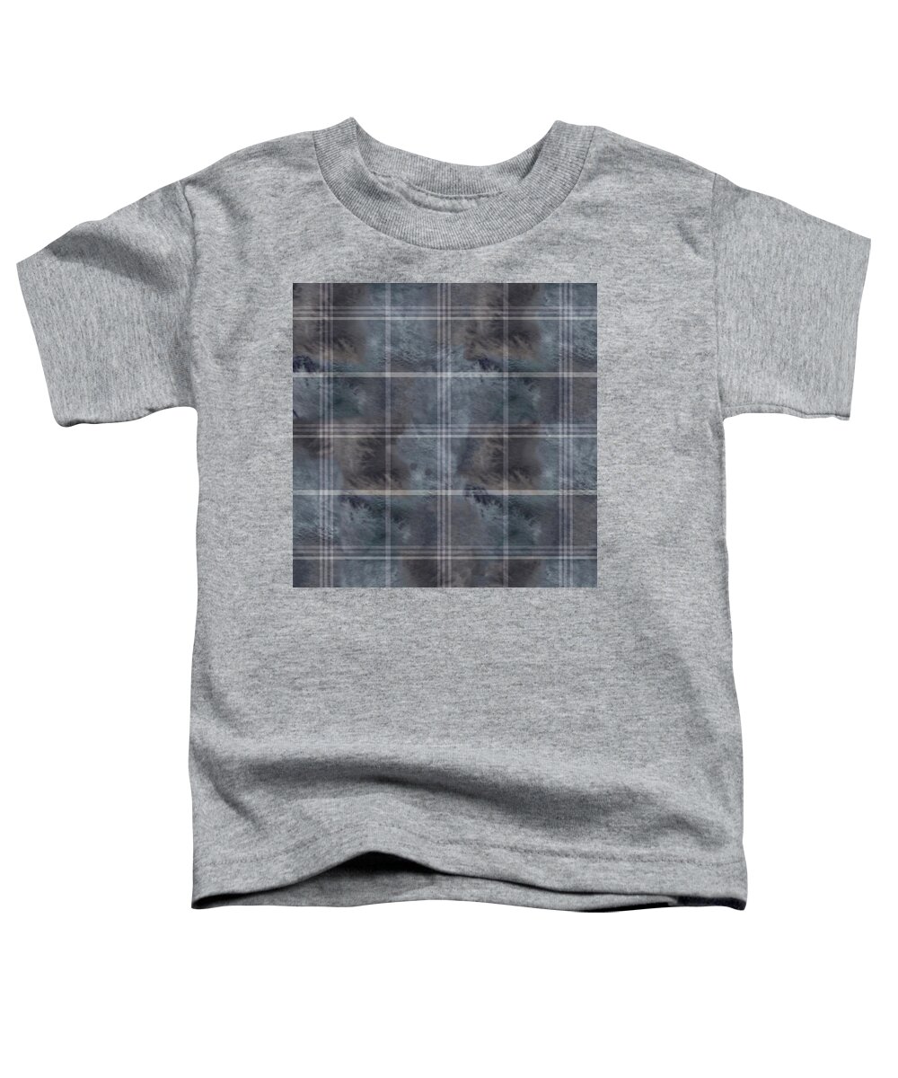 Pattern Toddler T-Shirt featuring the digital art Moody Blue Plaid by Sand And Chi