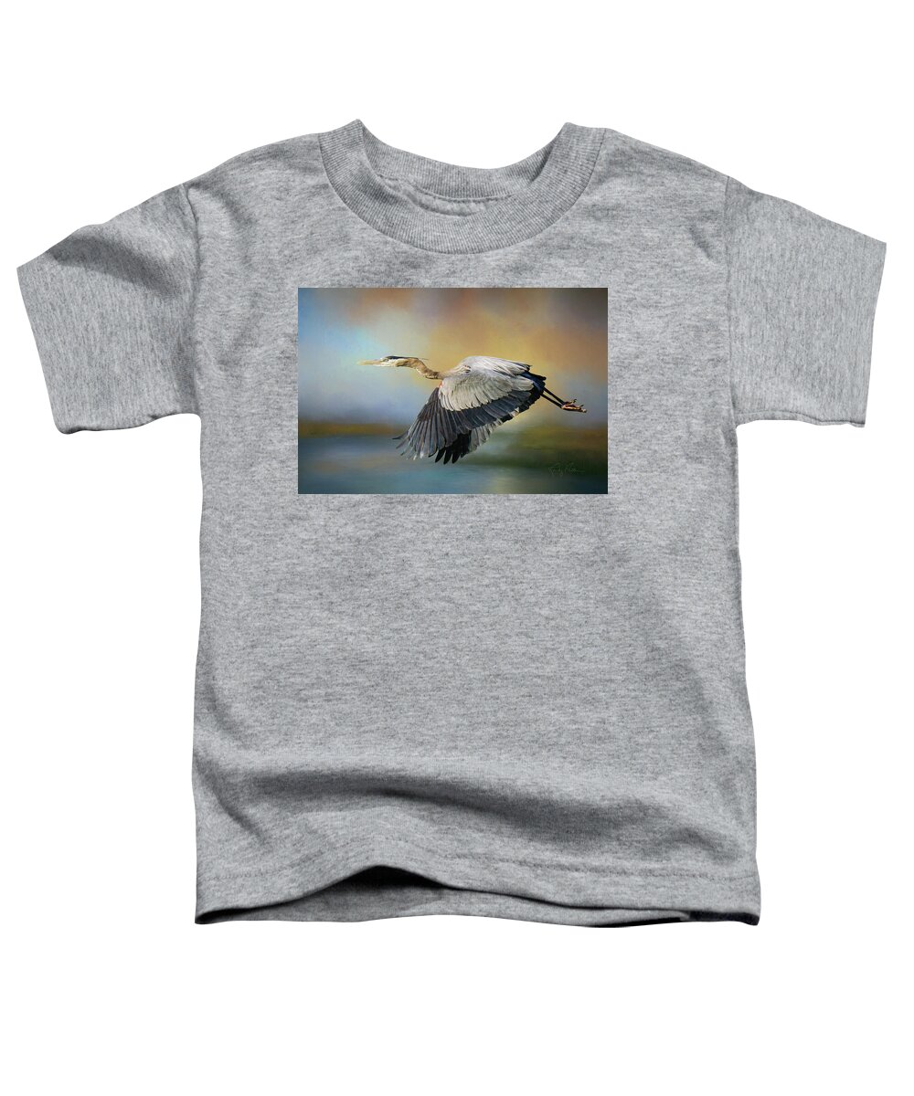 Great Blue Heron Toddler T-Shirt featuring the photograph Morning Flight by Randall Allen