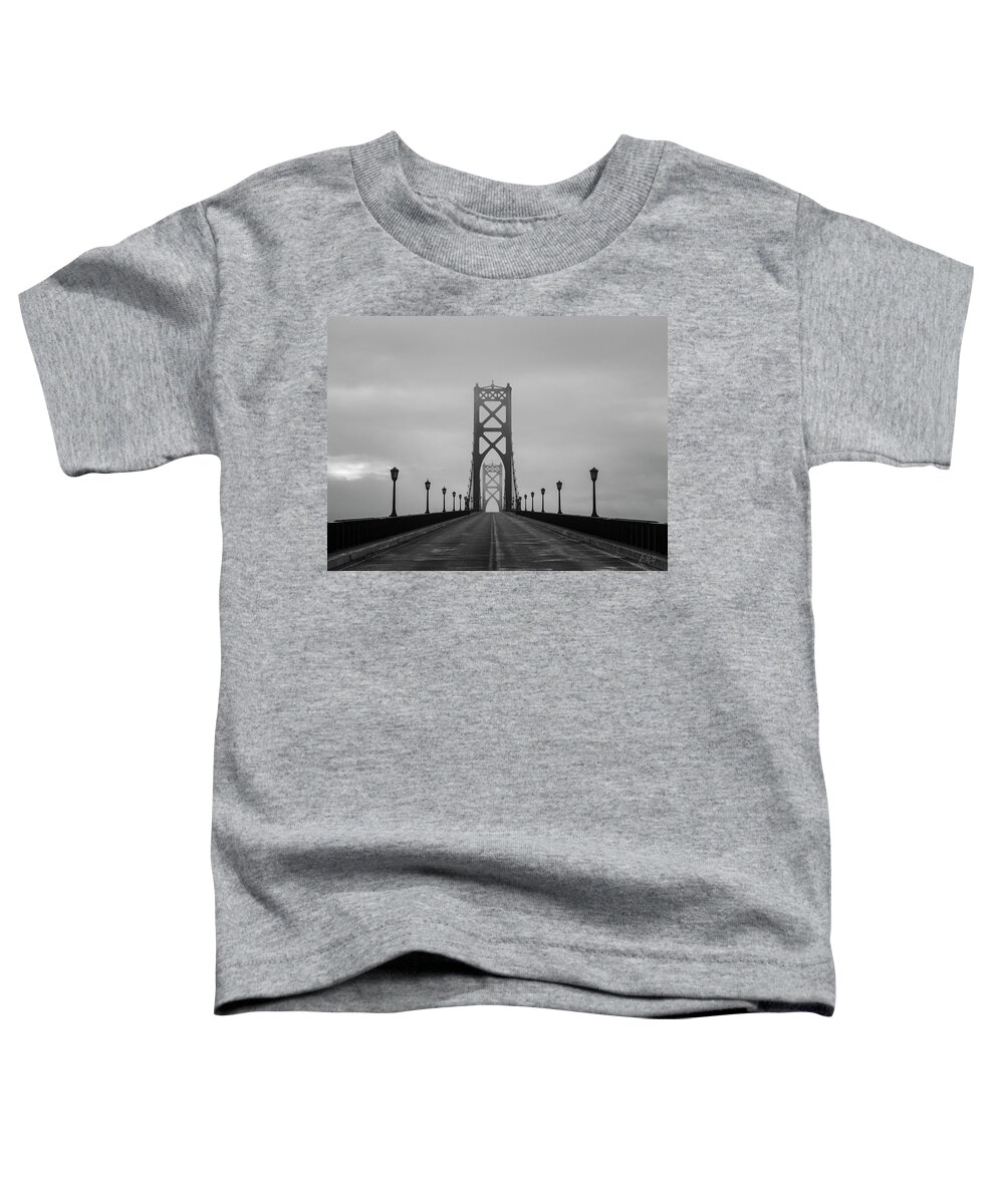Aquidneck Toddler T-Shirt featuring the photograph Mount Hope Bridge II BW by David Gordon