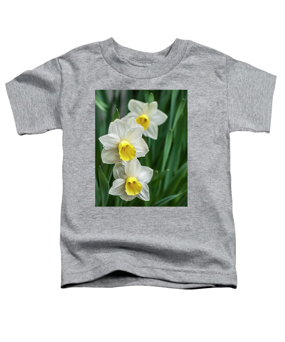 Macro Toddler T-Shirt featuring the photograph Narcissus Trio by Ginger Stein