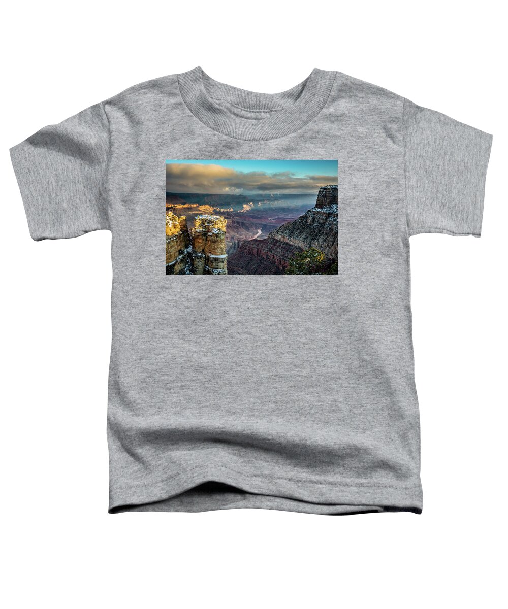 Arizona Toddler T-Shirt featuring the photograph Navajo Point Sunrise by Dennis Swena