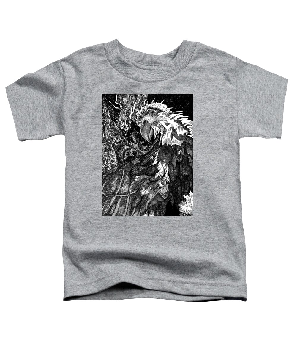 Digital Pen And Ink Toddler T-Shirt featuring the digital art Night Vision by Angela Weddle