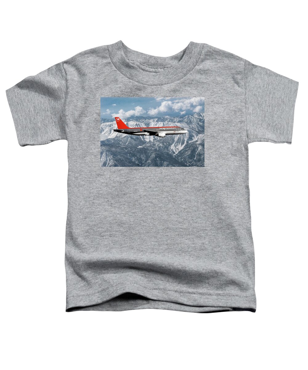 Northwest Airlines Toddler T-Shirt featuring the mixed media Northwest Airlines A320 by Erik Simonsen