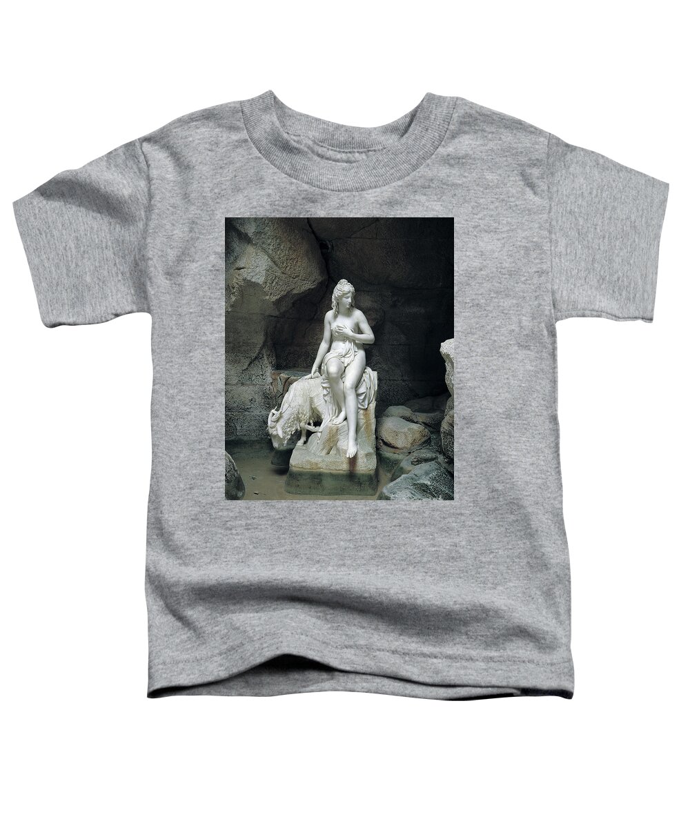 Female Toddler T-Shirt featuring the sculpture Nymph with a Goat, from the Laiterie de la Reine by Pierre Julien