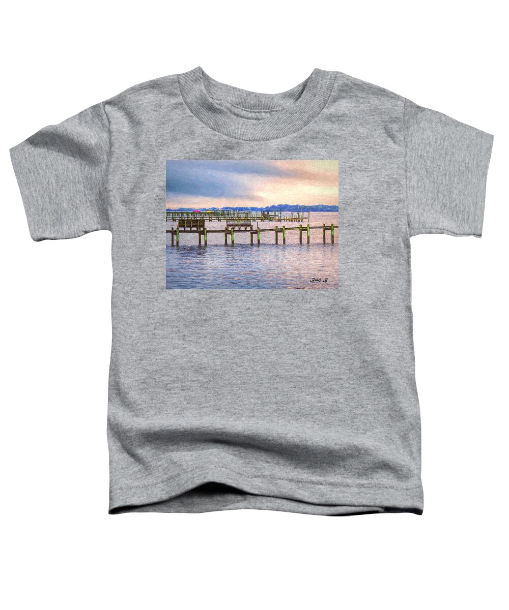 Outerbanks Toddler T-Shirt featuring the photograph O B X Piers by Bearj B Photo Art