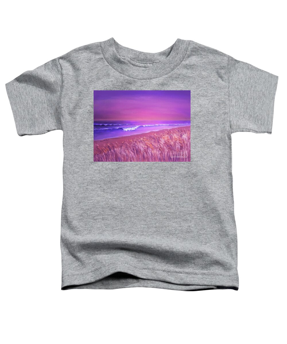 Sunset Toddler T-Shirt featuring the painting When the Sunset Kisses the Ocean by Yoonhee Ko