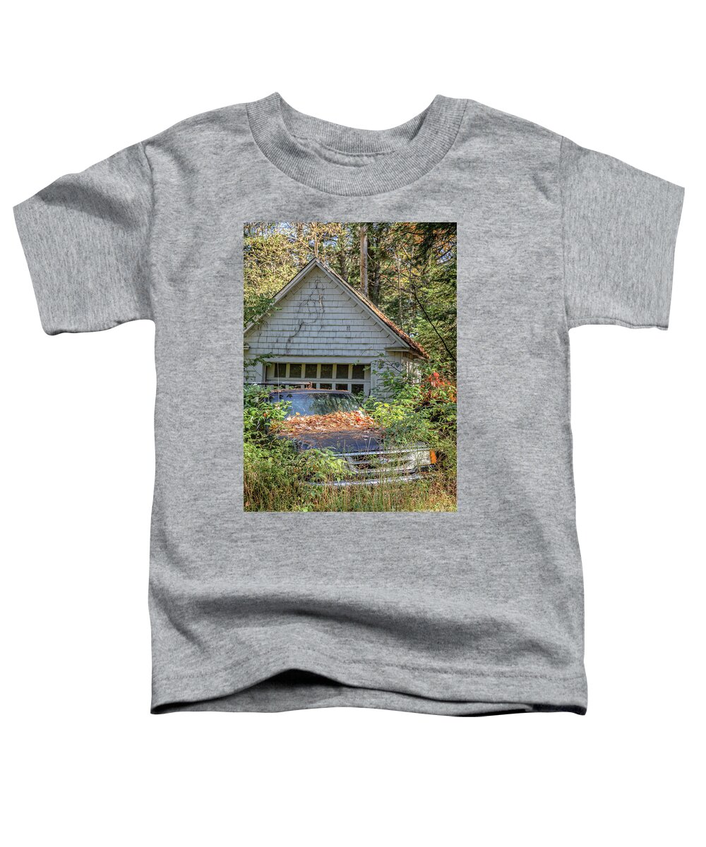 Vintage Toddler T-Shirt featuring the photograph Old Car in the Weeds by Edward Fielding