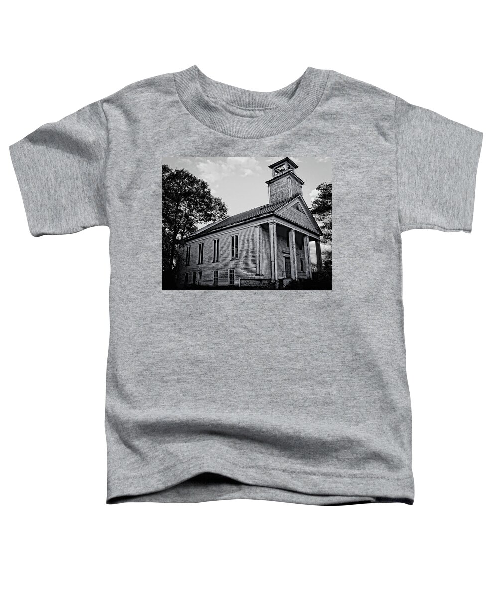 Black And White Toddler T-Shirt featuring the photograph Old Church in Black and White by Maggy Marsh