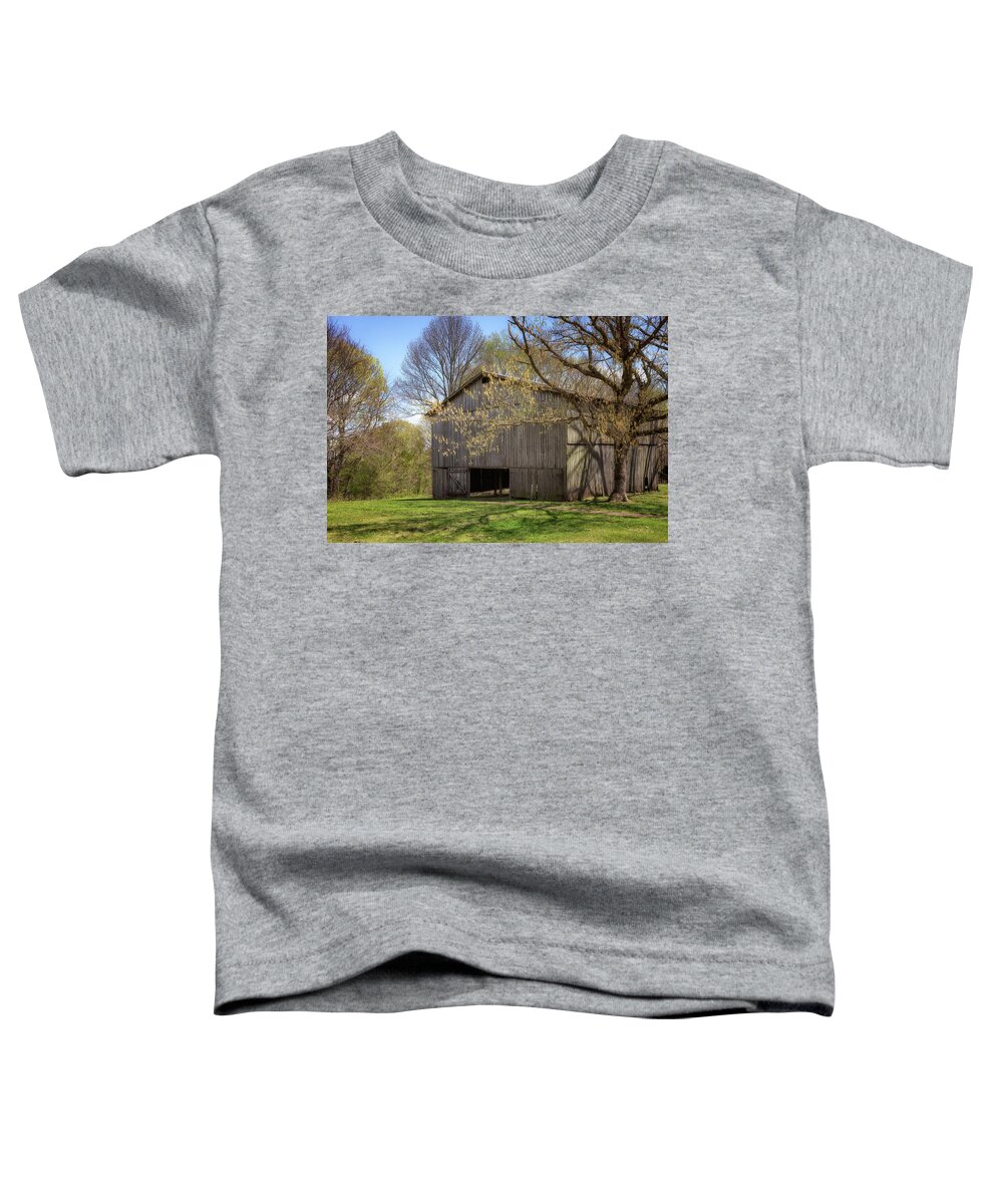 Barn Toddler T-Shirt featuring the photograph Old Tobacco Barn by Susan Rissi Tregoning
