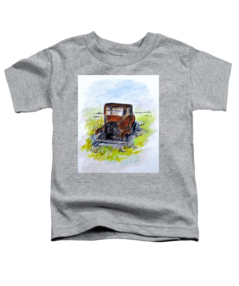 Vintage Car Toddler T-Shirt featuring the painting Once King by Clyde J Kell