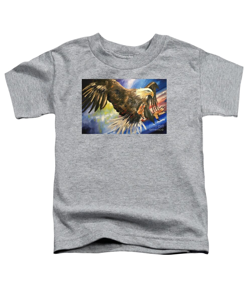 America Toddler T-Shirt featuring the painting Our Eagle by Alan Metzger
