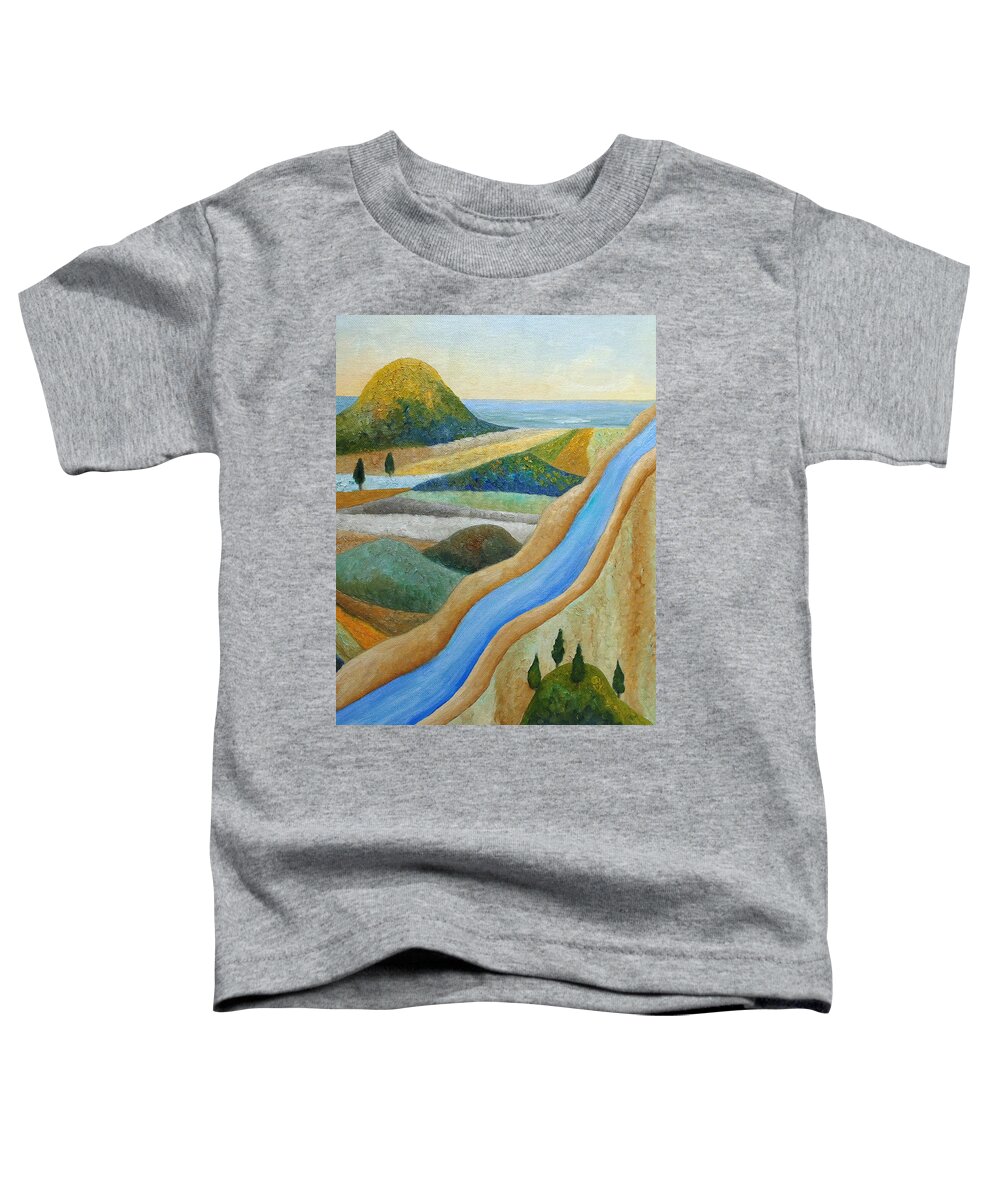 Seascape Toddler T-Shirt featuring the painting Outside The Current by Angeles M Pomata