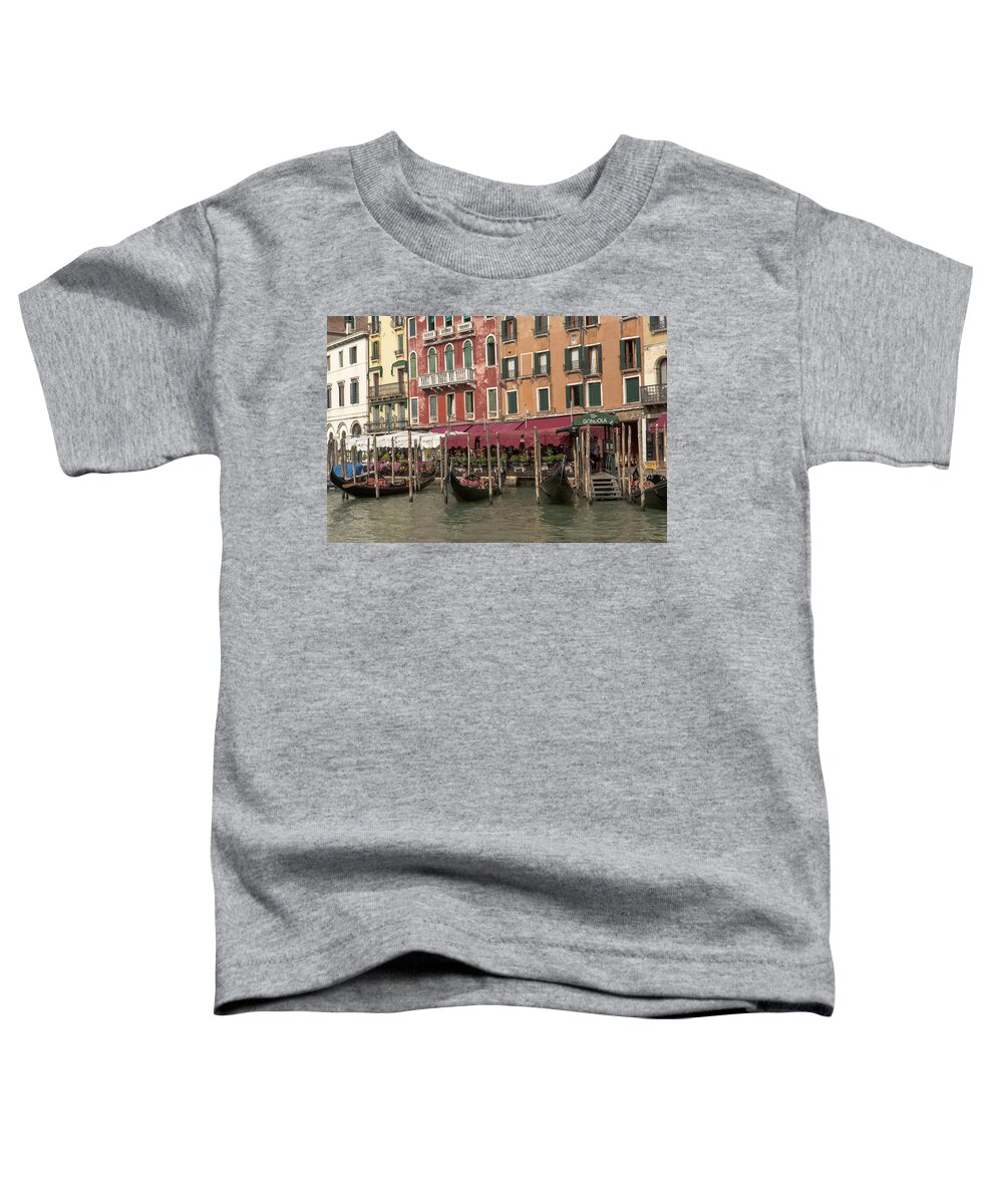 Gongolas Toddler T-Shirt featuring the photograph Parked Condolas by Iris Richardson