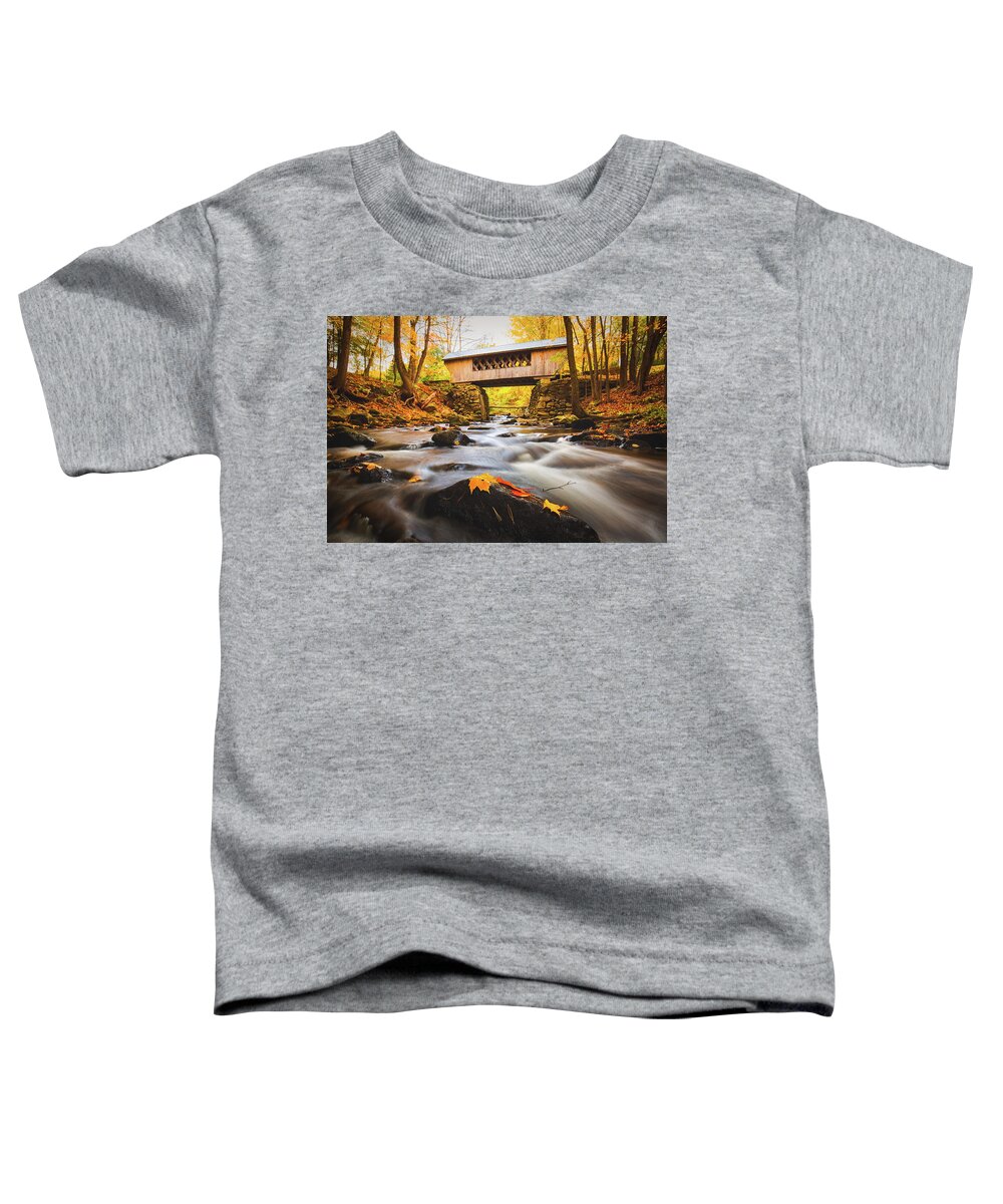 Gilford Toddler T-Shirt featuring the photograph Peak Foliage Tannery Hill Bridge by Robert Clifford