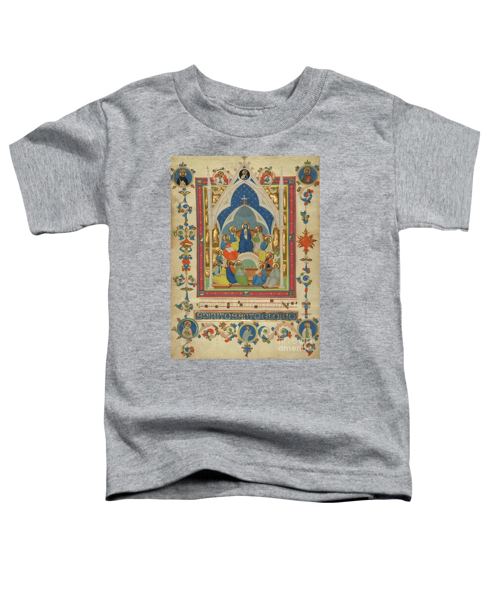 St Toddler T-Shirt featuring the painting Pentecost From The Laudario Of Sant Agnese by Master Of The Dominican Effigies