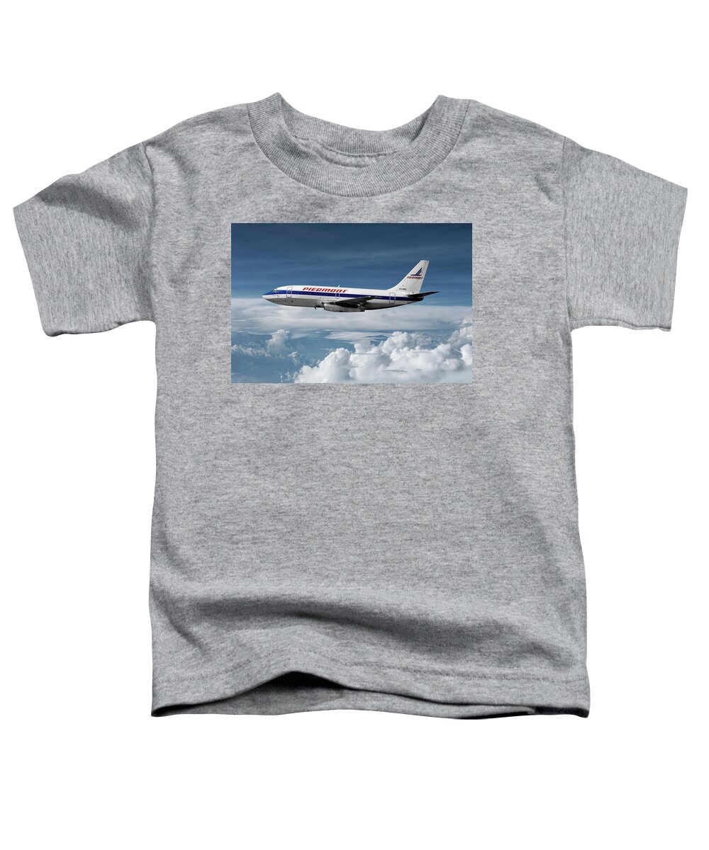 Piedmont Airlines Toddler T-Shirt featuring the mixed media Piedmont Airlines Boeing 737 by Erik Simonsen