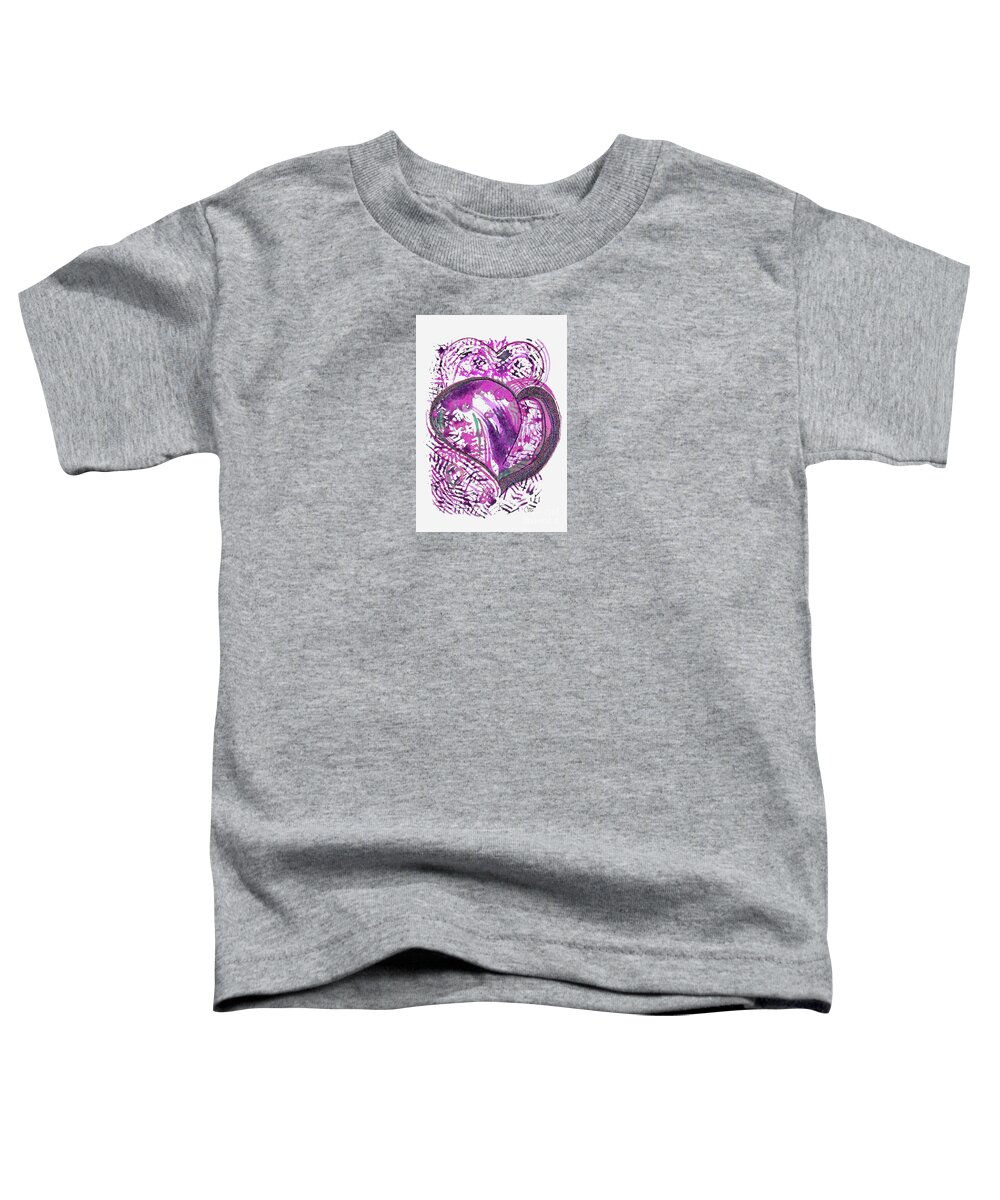 Pink Heart Toddler T-Shirt featuring the digital art Pink Heart by Corinne Carroll
