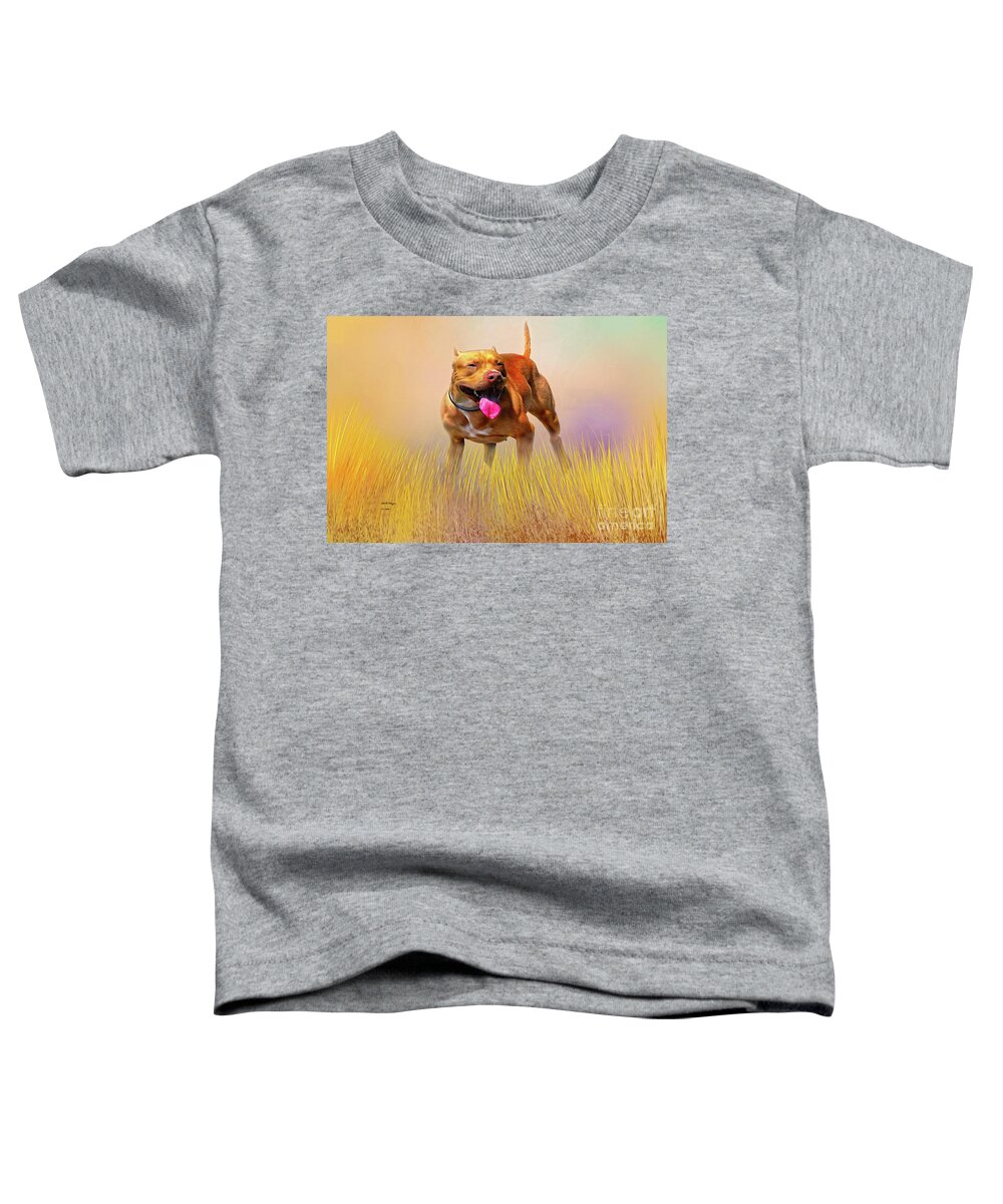 Dogs Toddler T-Shirt featuring the mixed media Pity - A Pitbull Dog by DB Hayes