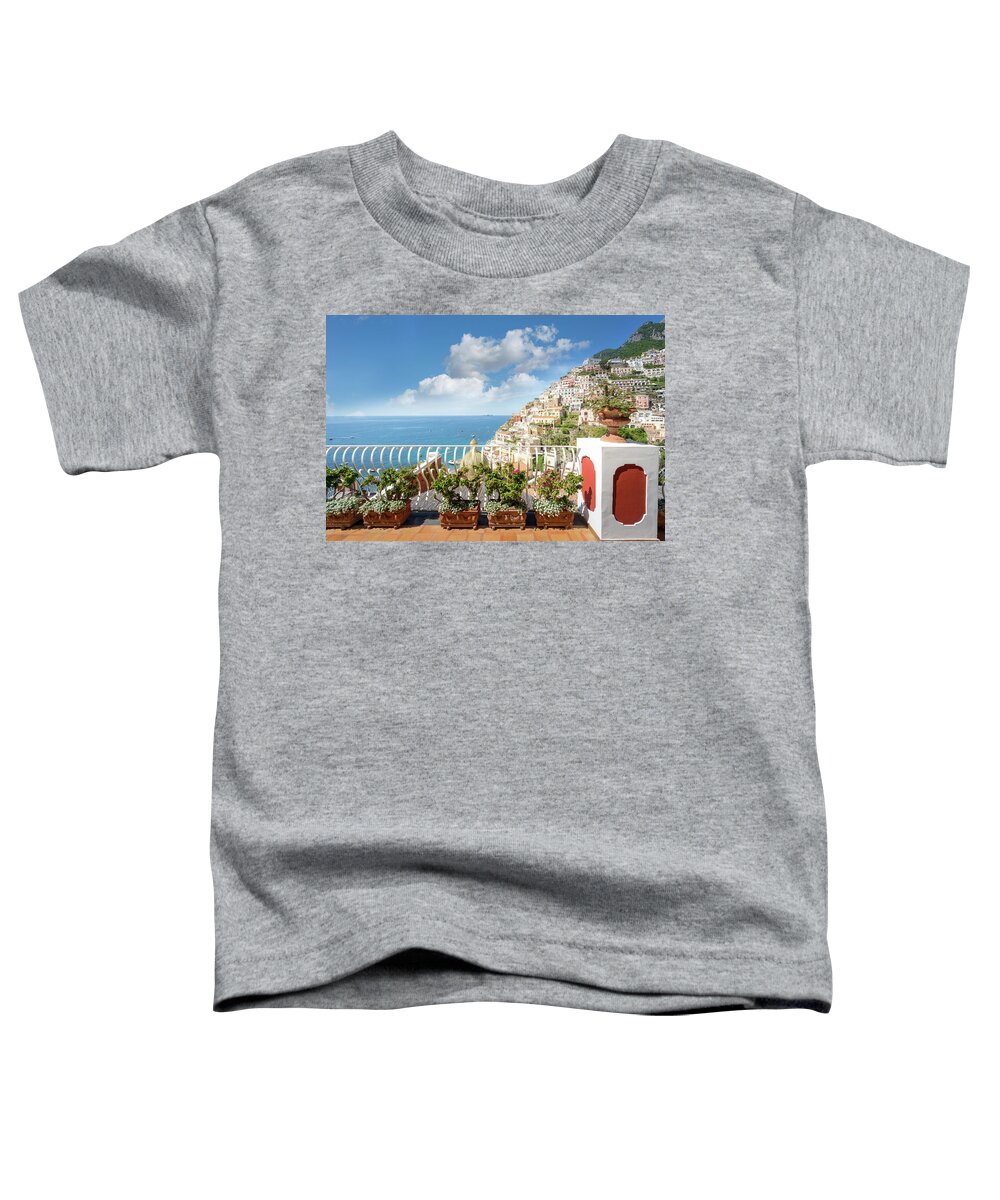 Blue Toddler T-Shirt featuring the photograph Positano, Amalfi Coast by Francesco Riccardo Iacomino