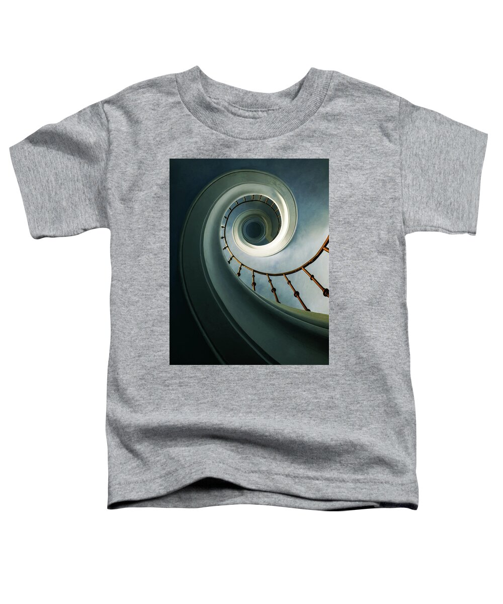 Staircase Toddler T-Shirt featuring the photograph Pretty spiral staircase in blue and green tones by Jaroslaw Blaminsky