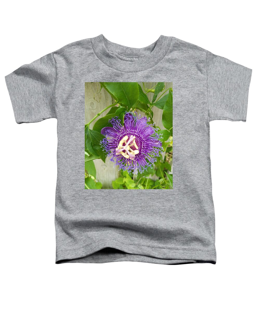 Flower Toddler T-Shirt featuring the photograph Purple Passionflower by Portia Olaughlin