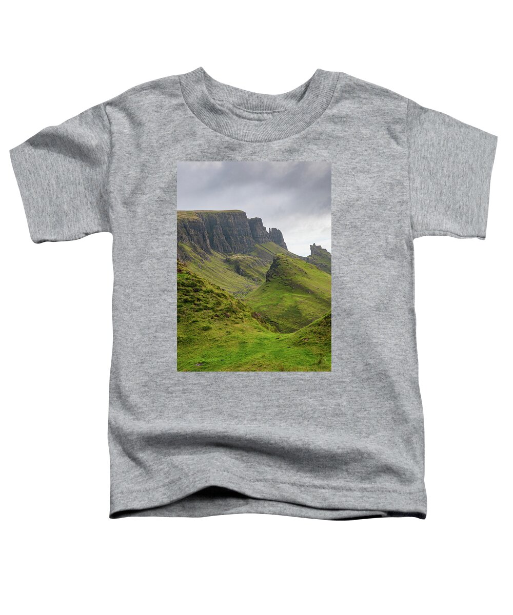 Isle Of Skye Toddler T-Shirt featuring the photograph Quiraing mountain summit in the Isle of Skye by Michalakis Ppalis