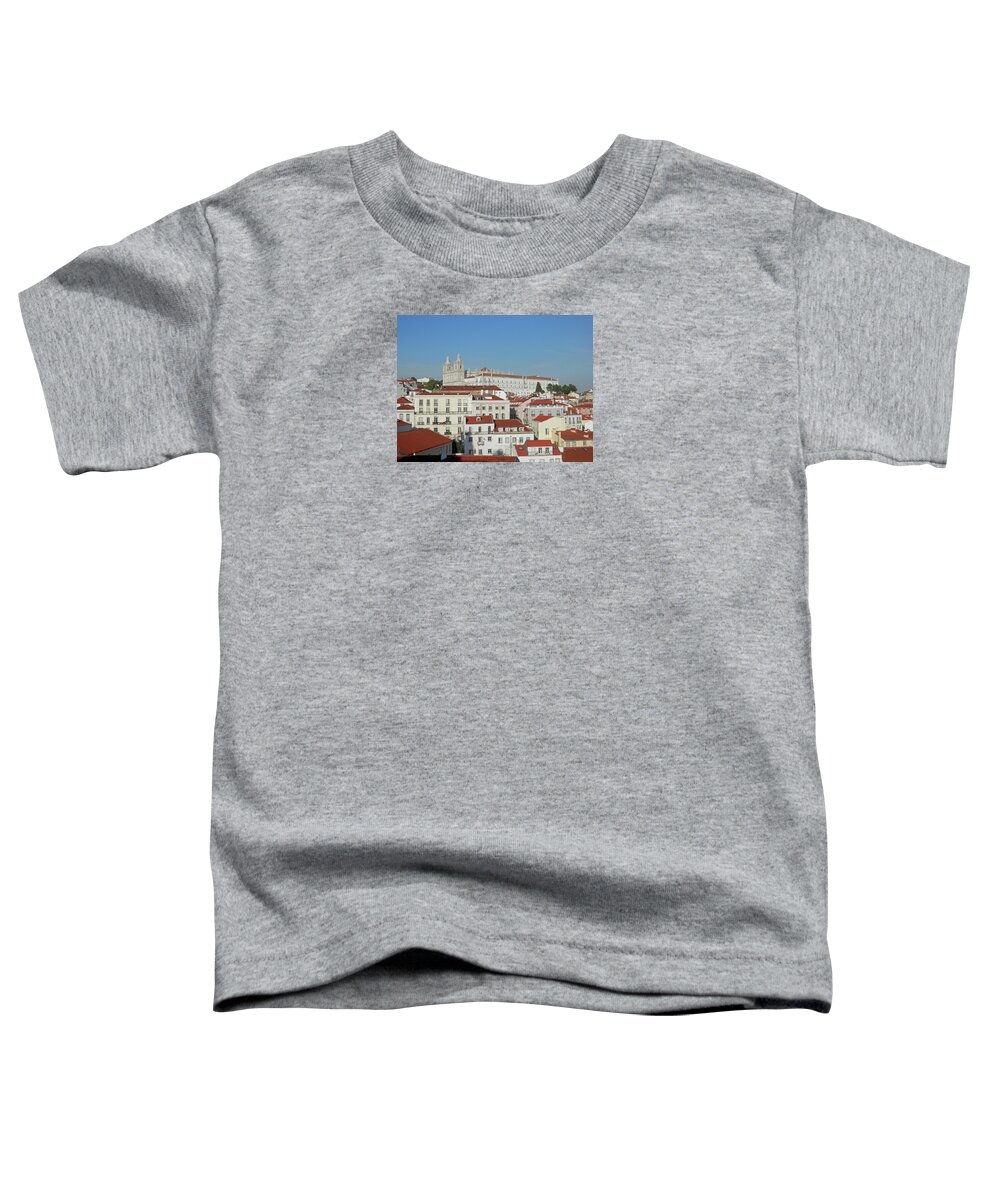 Buildings Toddler T-Shirt featuring the photograph Red and White in Lisbon by Pema Hou