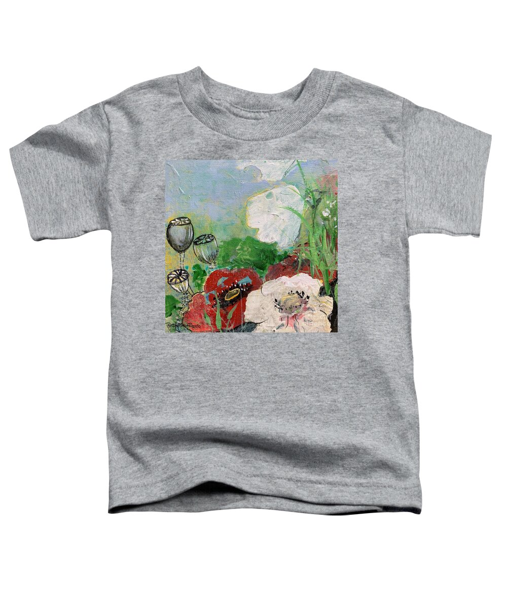Poppies Toddler T-Shirt featuring the painting Red and White Poppies by Robin Pedrero