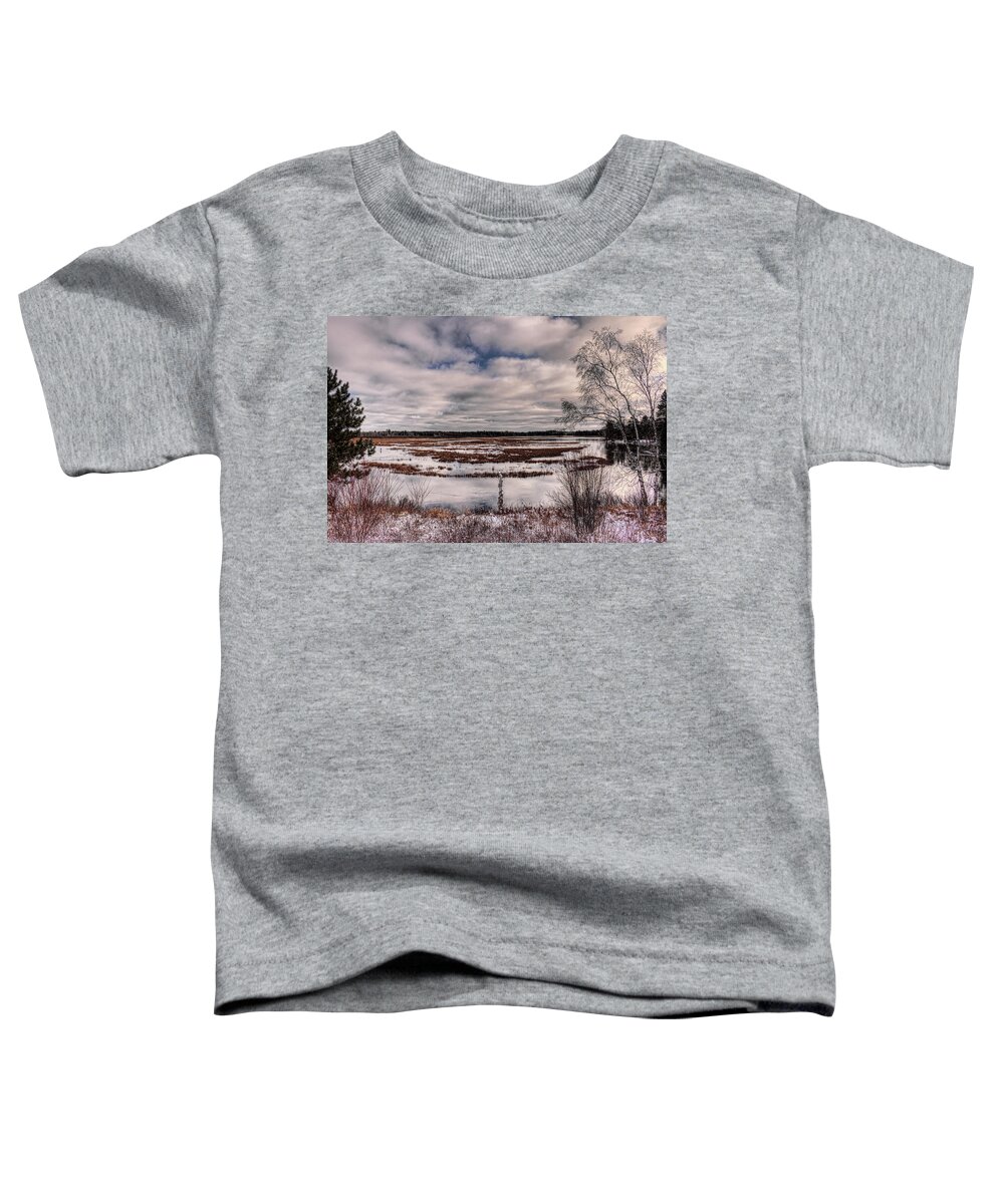Backwater Toddler T-Shirt featuring the photograph Rhinelander Flowage Backwaters In White by Dale Kauzlaric