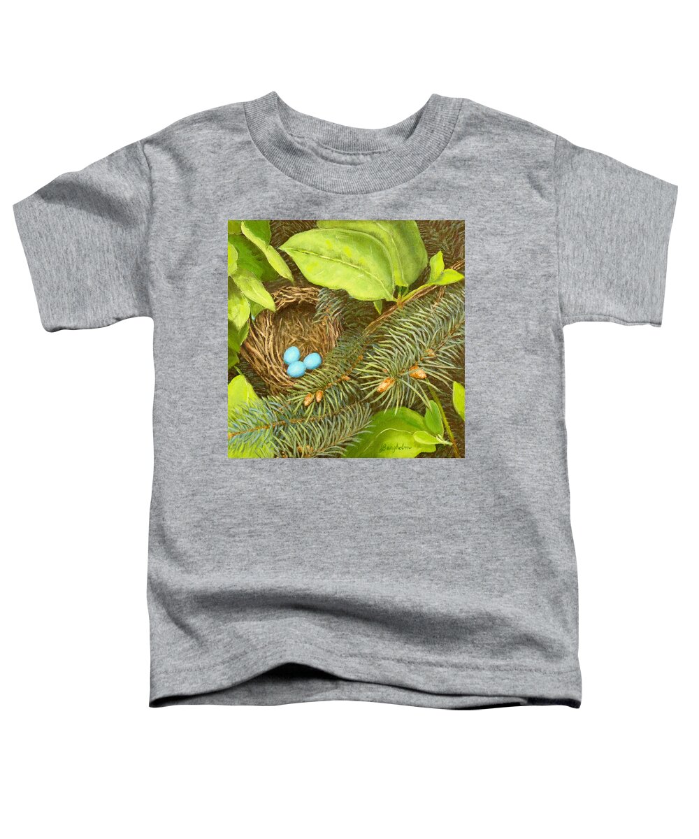 Bird Toddler T-Shirt featuring the painting Robin's Nest by Joe Bergholm