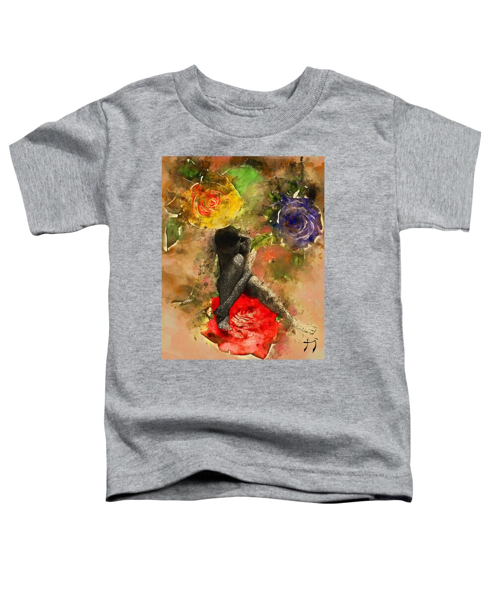 Watercolor Toddler T-Shirt featuring the mixed media Rosebuds by Carlos Paredes Grogan