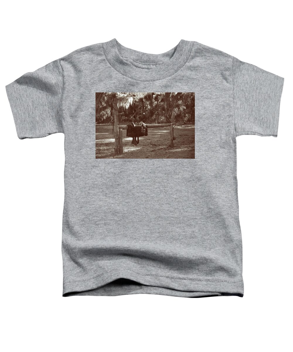 Saddle Toddler T-Shirt featuring the photograph Round up Camp by T Lynn Dodsworth