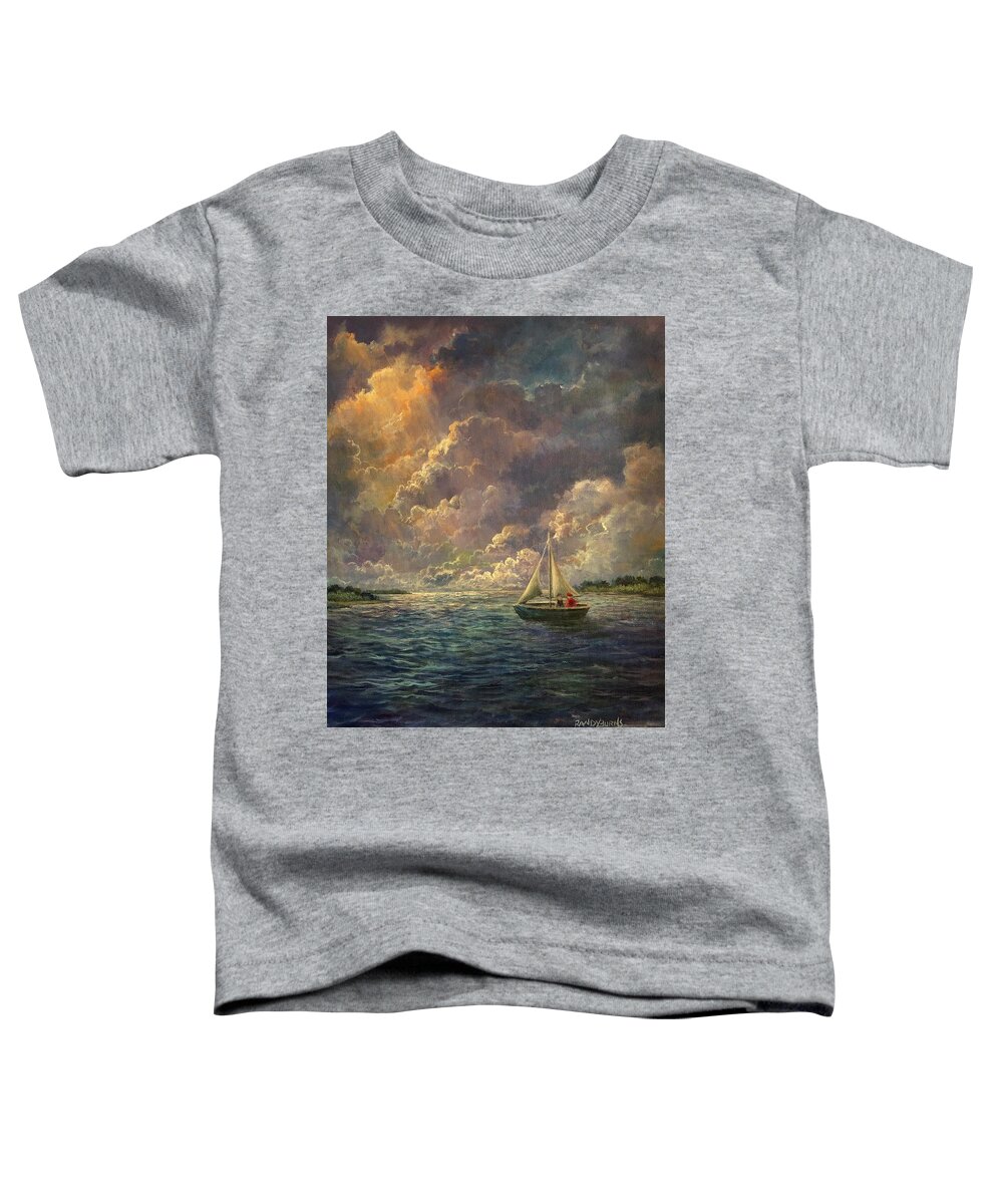 Sailing Toddler T-Shirt featuring the painting Sailing The Divine Light by Rand Burns