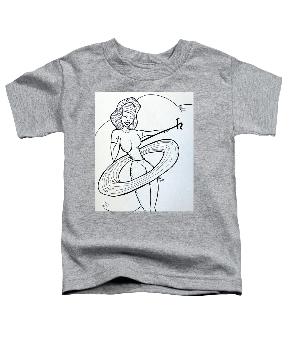 Saturn Toddler T-Shirt featuring the drawing Saturn by Loretta Nash