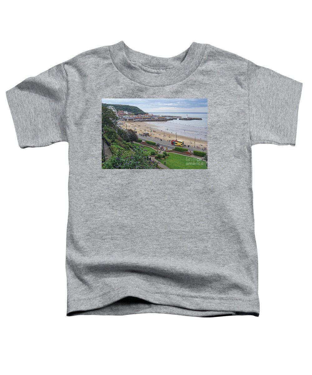 Scarborough Toddler T-Shirt featuring the photograph Scarborough beach from the town. by David Birchall