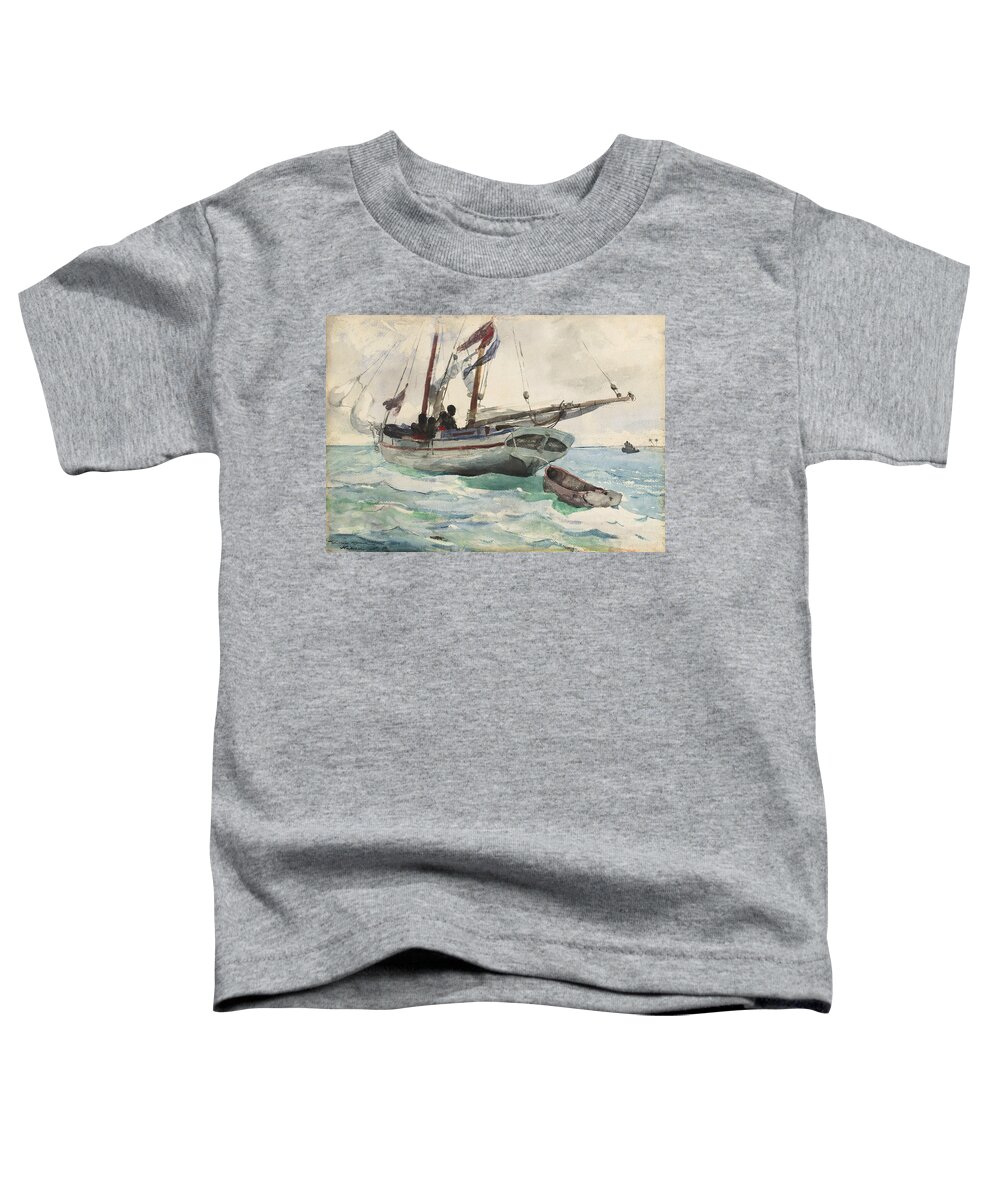19th Century Art Toddler T-Shirt featuring the drawing Schooner - Nassau by Winslow Homer