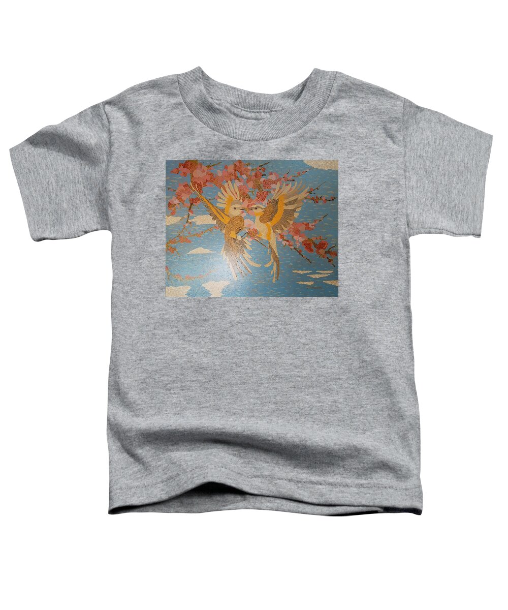 Scissortail Toddler T-Shirt featuring the painting Scissortails in Cherry Blossoms by DLWhitson