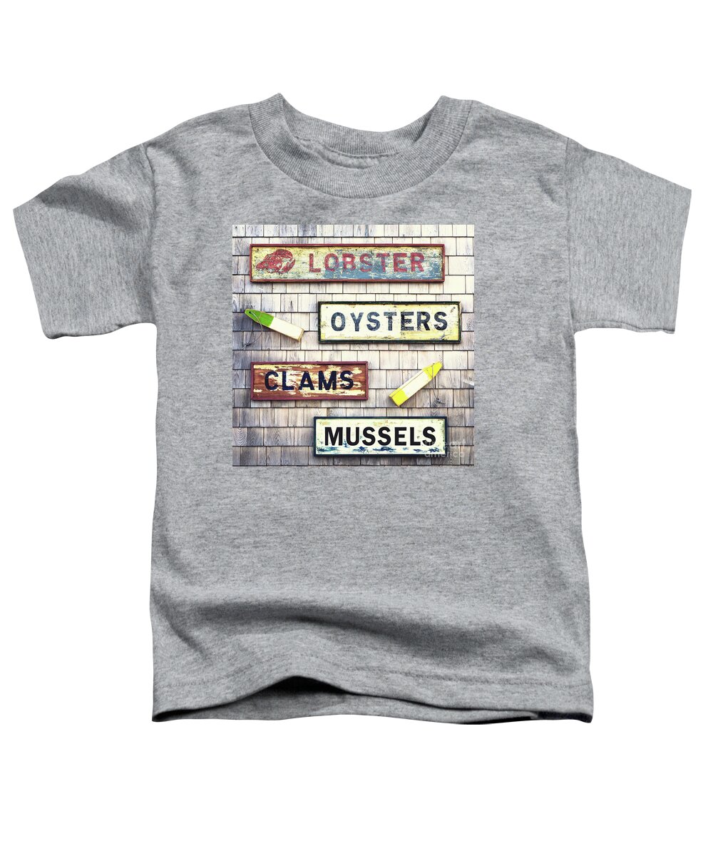 Seafood Toddler T-Shirt featuring the photograph Seafood signs by Jane Rix