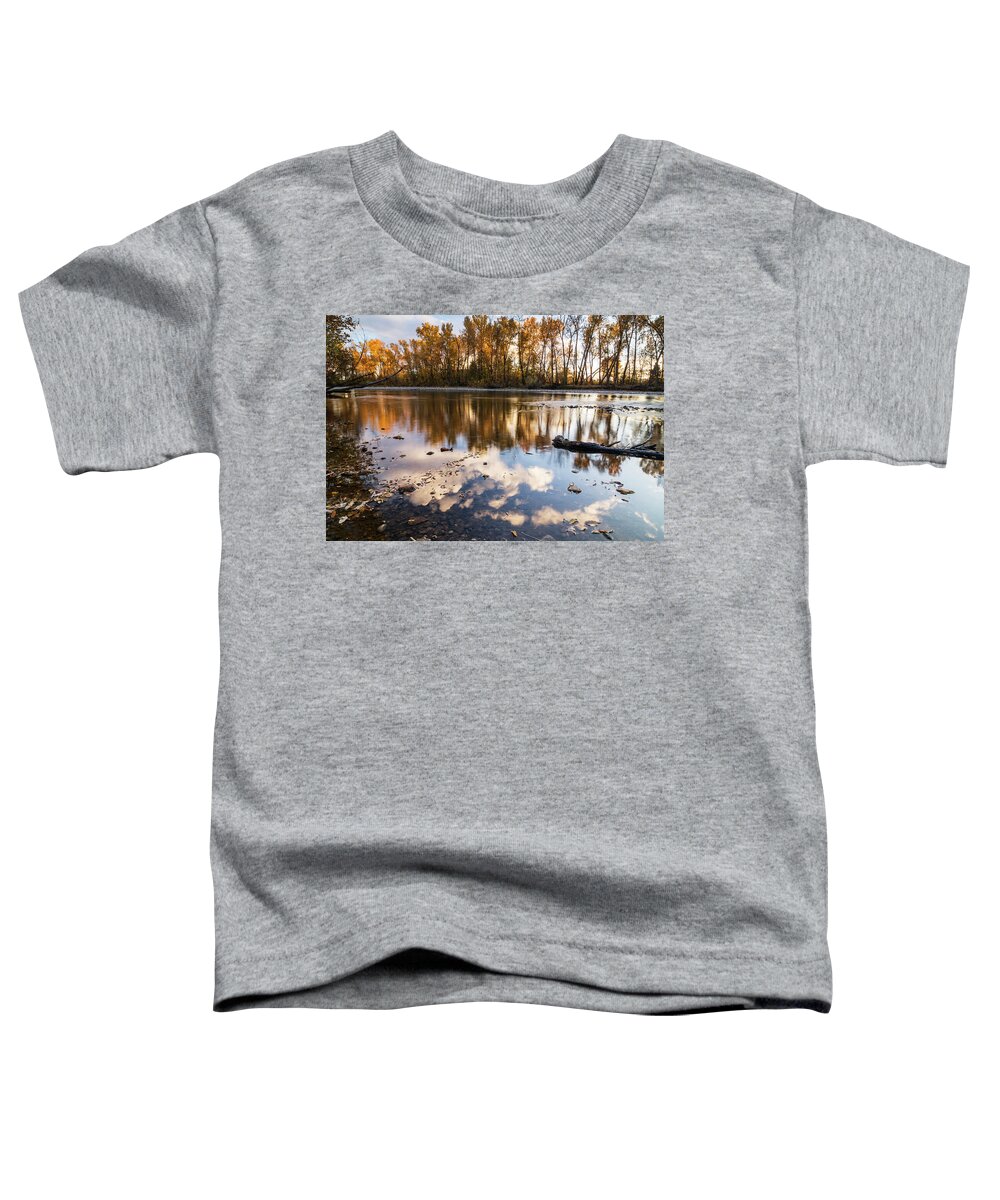 Boise River Toddler T-Shirt featuring the photograph Serene autumn scene along Boise River by Vishwanath Bhat