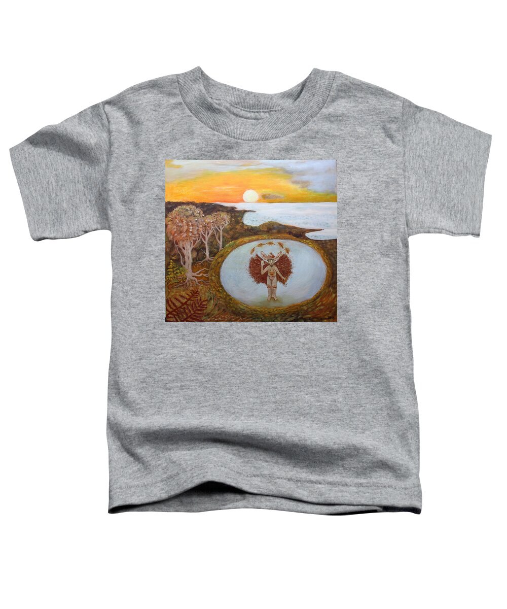 Shaman Toddler T-Shirt featuring the painting Shaman by Elzbieta Goszczycka