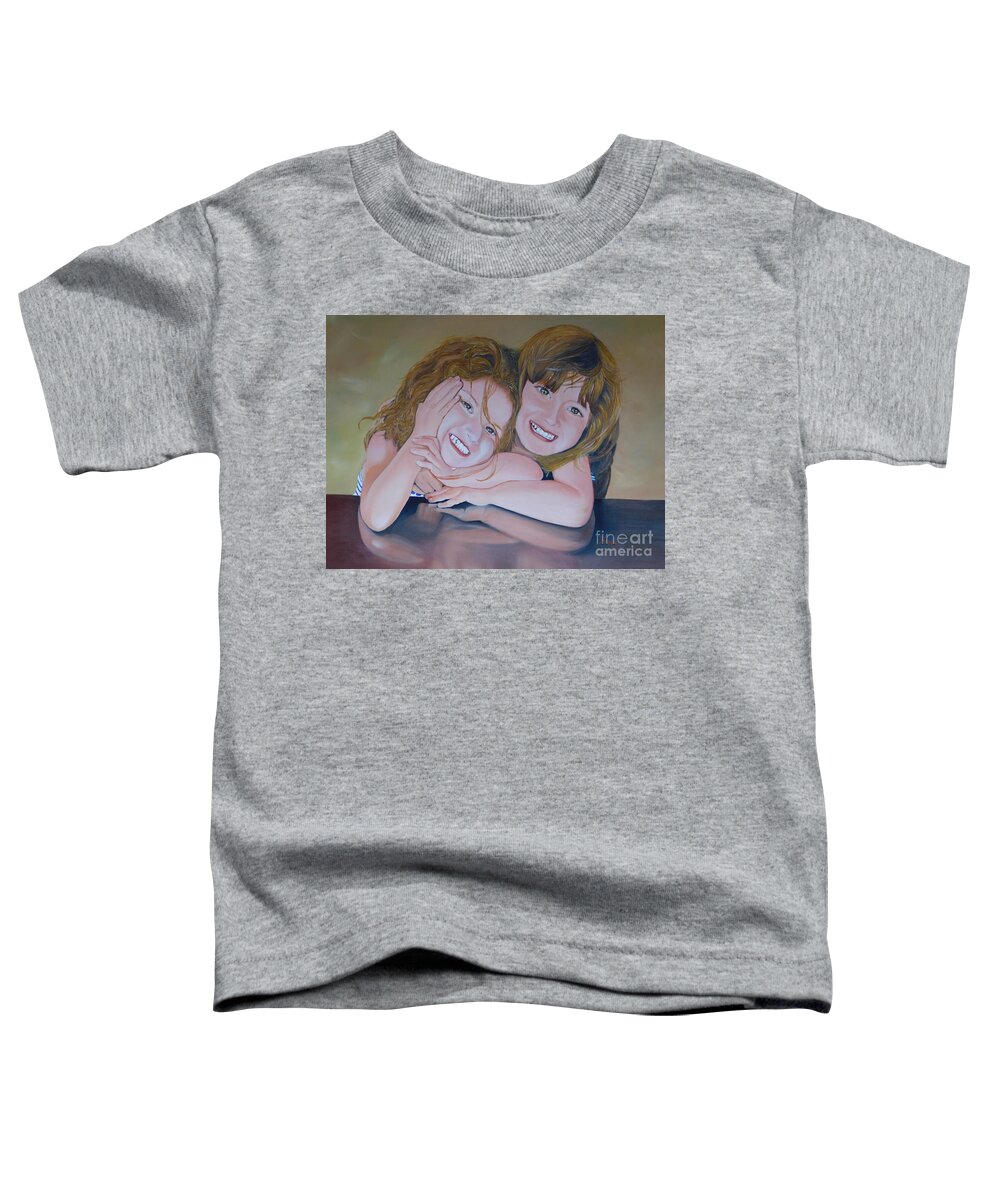Smiles Toddler T-Shirt featuring the painting My Sister, My Best Friend by Barbara Hayes