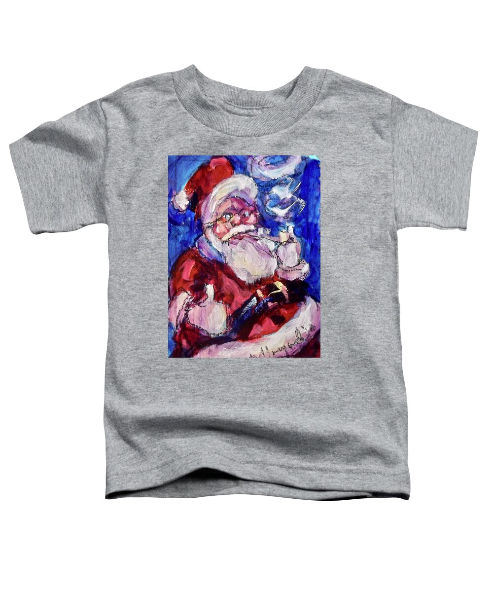 Painting Toddler T-Shirt featuring the painting Smokin' Santa by Les Leffingwell