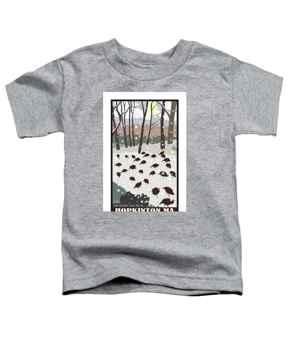 Brookline Turkeys Toddler T-Shirt featuring the digital art Snow Day in Hopkinton by Caroline Barnes